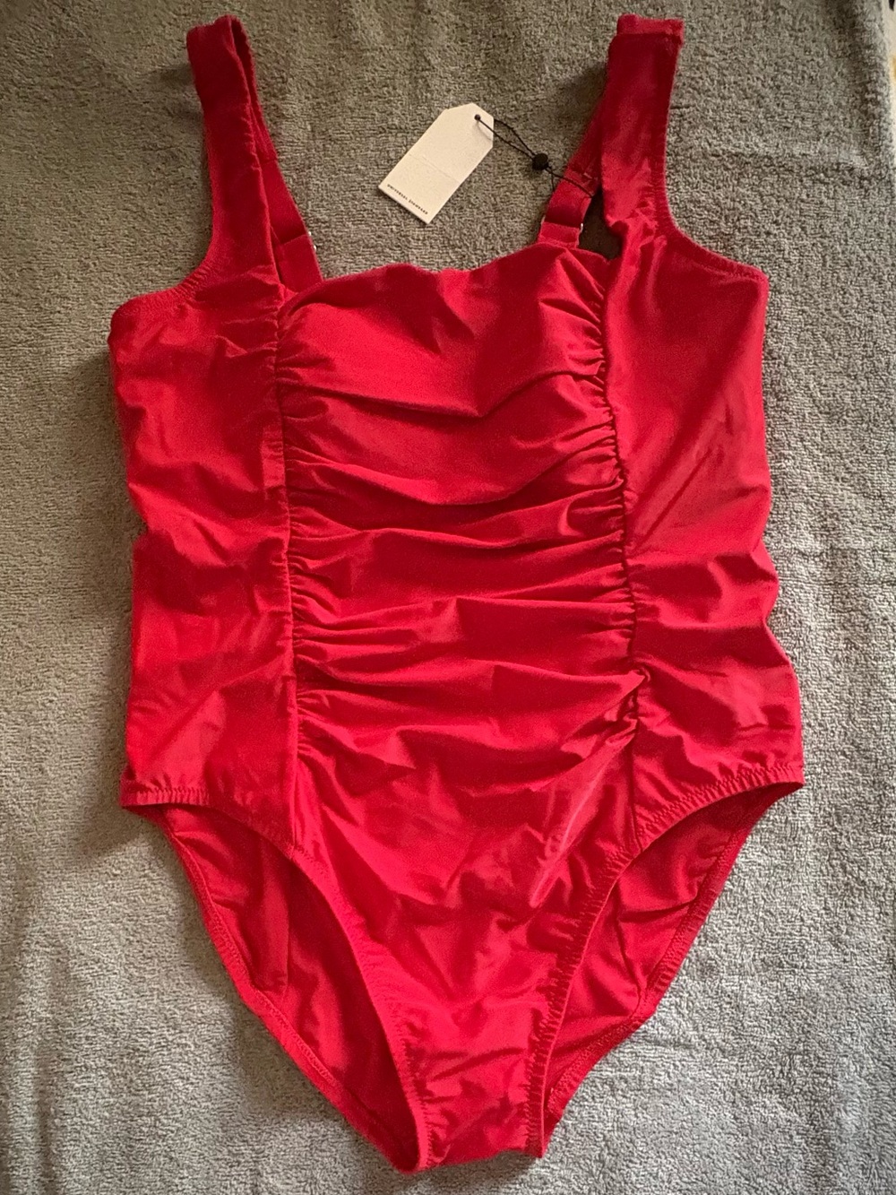 Universal Standard Square Neck Swimsuit in Baywatch Red US Medium (18-20) NWT
